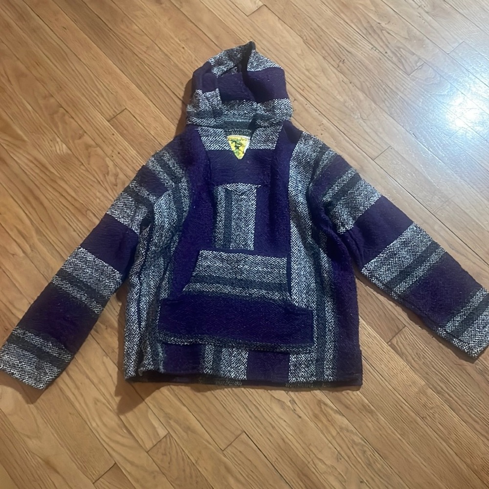 Iguana Jack Poncho Hoodie Unisex Boho Baja Hiking, sz M